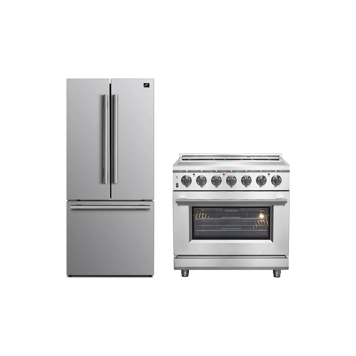 Forno 2-Piece Appliance Package - 36-Inch Electric Range and 30-Inch French Door Refrigerator in Stainless Steel (FBDL-013-10CAUS)