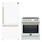 Forno 2-Piece Appliance Package - 30-Inch Slide-In Induction Range and 31-Inch Refrigerator, Right Hinge in White with Antique Brass Handle (FBDL-014-06CAUS)