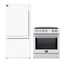 Forno 2-Piece Appliance Package - 30-Inch Slide-In Induction Range and 31-Inch Refrigerator, Left Hinge in White with Stainless Steel Handle (FBDL-014-07CAUS)