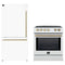Forno 2-Piece Appliance Package - 30-Inch Slide-In Induction Range and 31-Inch Refrigerator, Left Hinge in White with Antique Brass Trim (FBDL-014-07CAUS)