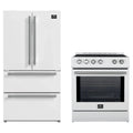 Forno 2-Piece Appliance Package - 30-Inch Slide-In Induction Range and 36-Inch French Door Refrigerator in White with Stainless Steel Trim (FBDL-014-08CAUS)
