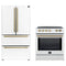 Forno 2-Piece Appliance Package - 30-Inch Slide-In Induction Range and 36-Inch French Door Refrigerator in White with Antique Brass Trim (FBDL-014-08CAUS)