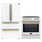 Forno 2-Piece Appliance Package - 30-Inch Slide-In Induction Range and 36-Inch French Door Refrigerator in White with Antique Brass Handle (FBDL-014-08CAUS)