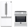 Forno 2-Piece Appliance Package - 30-Inch Slide-In Induction Range and 30-Inch French Door Refrigerator in White with Stainless Steel Trim (FBDL-014-10CAUS)