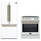 Forno 2-Piece Appliance Package - 30-Inch Slide-In Induction Range and 30-Inch French Door Refrigerator in White with Antique Brass Trim (FBDL-014-10CAUS)