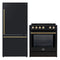 Forno 2-Piece Appliance Package - 30-Inch Slide-In Induction Range and 31-Inch Refrigerator, Right Hinge in Black with Antique Brass Handle (FBDL-014-11CAUS)