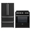 Forno 2-Piece Appliance Package - 30-Inch Slide-In Induction Range and 36-Inch French Door Refrigerator in Black with Stainless Steel Handle (FBDL-014-13CAUS)
