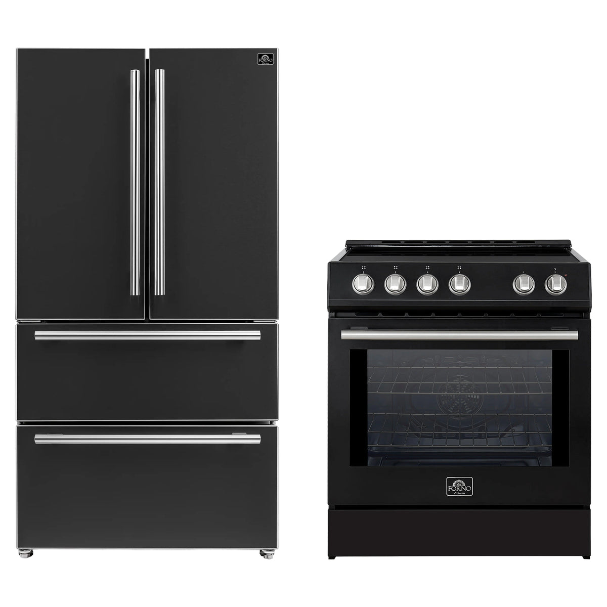 Forno 2-Piece Appliance Package - 30-Inch Slide-In Induction Range and 36-Inch French Door Refrigerator in Black with Stainless Steel Trim (FBDL-014-13CAUS)