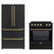 Forno 2-Piece Appliance Package - 30-Inch Slide-In Induction Range and 36-Inch French Door Refrigerator in Black with Antique Brass Trim (FBDL-014-13CAUS)