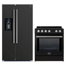 Forno 2-Piece Appliance Package - 30-Inch Slide-In Induction Range and 36-Inch Side by Side Refrigerator with Water Dispenser in Black with Stainless Steel Handle (FBDL-014-14CAUS)