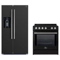 Forno 2-Piece Appliance Package - 30-Inch Slide-In Induction Range and 36-Inch Side by Side Refrigerator with Water Dispenser in Black with Stainless Steel Trim (FBDL-014-14CAUS)