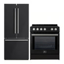 Forno 2-Piece Appliance Package - 30-Inch Slide-In Induction Range and 30-Inch French Door Refrigerator in Black with Stainless Steel Handle (FBDL-014-15CAUS)