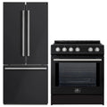 Forno 2-Piece Appliance Package - 30-Inch Slide-In Induction Range and 30-Inch French Door Refrigerator in Black with Stainless Steel Trim (FBDL-014-15CAUS)