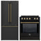 Forno 2-Piece Appliance Package - 30-Inch Slide-In Induction Range and 30-Inch French Door Refrigerator in Black with Antique Brass Trim (FBDL-014-15CAUS)