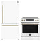 Forno 2-Piece Appliance Package - 30-Inch Induction Range and 31-Inch Refrigerator, Right Hinge in White with Antique Brass Handle (FBDL-015-06CAUS)