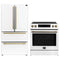 Forno 2-Piece Appliance Package - 30-Inch Induction Range and 36-Inch French Door Refrigerator in White with Antique Brass Handle (FBDL-015-08CAUS)