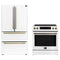 Forno 2-Piece Appliance Package - 30-Inch Induction Range and 36-Inch French Door Refrigerator in White with Antique Brass Trim (FBDL-015-08CAUS)