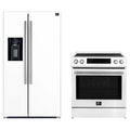 Forno 2-Piece Appliance Package - 30-Inch Induction Range and 36-Inch Side by Side Refrigerator with Water Dispenser in White with Stainless Steel Trim (FBDL-015-09CAUS)