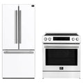 Forno 2-Piece Appliance Package - 30-Inch Induction Range and 30-Inch French Door Refrigerator in White with Stainless Steel Trim (FBDL-015-10CAUS)