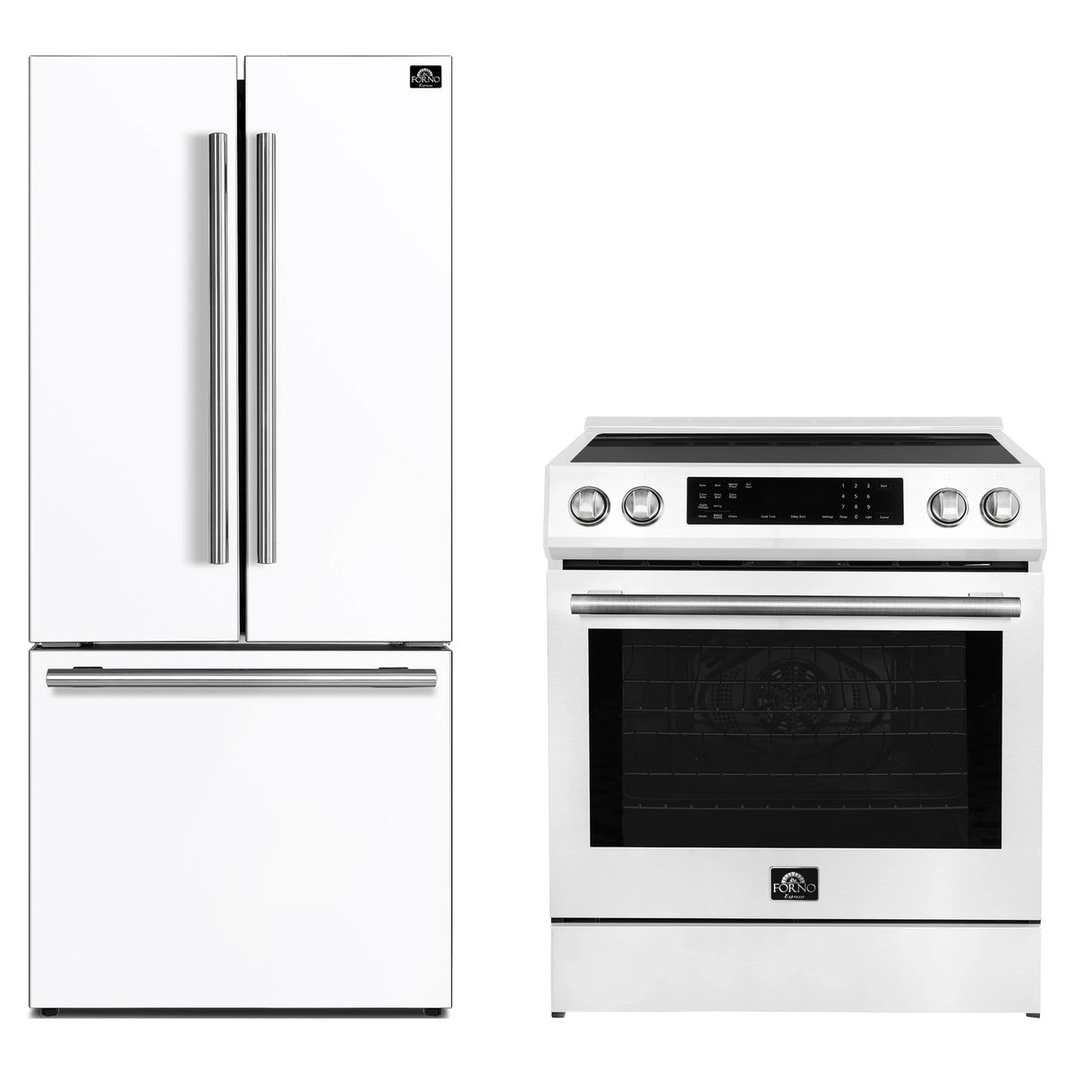 Forno 2-Piece Appliance Package - 30-Inch Induction Range and 30-Inch French Door Refrigerator in White with Stainless Steel Trim (FBDL-015-10CAUS)