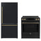 Forno 2-Piece Appliance Package - 30-Inch Induction Range and 31-Inch Refrigerator, Right Hinge in Black with Antique Brass Trim (FBDL-015-11CAUS)