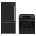 Forno 2-Piece Appliance Package - 30-Inch Induction Range and 31-Inch Bottom Freezer Door Refrigerator in Black with Antique Brass Trim (FBDL-015-12CAUS)