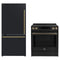 Forno 2-Piece Appliance Package - 30-Inch Induction Range and 31-Inch Bottom Freezer Door Refrigerator in Black with Antique Brass Trim (FBDL-015-12CAUS)