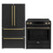 Forno 2-Piece Appliance Package - 30-Inch Induction Range and 36-Inch French Door Refrigerator in Black with Antique Brass Handle (FBDL-015-13CAUS)