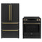 Forno 2-Piece Appliance Package - 30-Inch Induction Range and 36-Inch French Door Refrigerator in Black with Antique Brass Trim (FBDL-015-13CAUS)