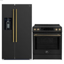 Forno 2-Piece Appliance Package - 30-Inch Induction Range and 36-Inch Side by Side Refrigerator with Water Dispenser in Black with Antique Brass Handle (FBDL-015-14CAUS)