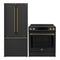 Forno 2-Piece Appliance Package - 30-Inch Induction Range and 30-Inch French Door Refrigerator in Black with Antique Brass Handle (FBDL-015-15CAUS)
