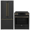 Forno 2-Piece Appliance Package - 30-Inch Induction Range and 30-Inch French Door Refrigerator in Black with Antique Brass Trim (FBDL-015-15CAUS)