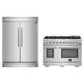 Forno 2-Piece Appliance Package - 48-Inch Gas Range and 60-Inch Built-In Refrigerator in Stainless Steel