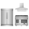 Forno 3-Piece Appliance Package - 48-Inch Capriasca Gas Range, Refrigerator, & Wall Mount Hood in Stainless Steel (FBDL-019-07CAUS)