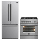 Forno 2-Piece Appliance Package - 30-inch Giovanni Gas Range and 30-Inch Gallipoli French Door Refrigerator with Bottom Freezer 17.5 Cu. Ft Capacity in Stainless Steel (FBDL-020-01CAUS)