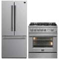 FORNO 2-Piece Appliance Package- 30-Inch Gas Range and 30-Inch French Door Refrigerator in Stainless Steel (FBDL-020-01CAUS)