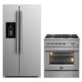 FORNO 2-Piece Appliance Package- 30-Inch Gas Range and 36-Inch Refrigerator with Water Dispenser in Stainless Steel (FBDL-020-03CAUS)