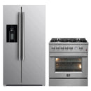 FORNO 2-Piece Appliance Package- 30-Inch Gas Range and 36-Inch Refrigerator with Water Dispenser in Stainless Steel (FBDL-020-03CAUS)
