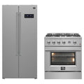 FORNO 2-Piece Appliance Package- 30-Inch Gas Range and 33-Inch Side-by-Side Refrigerator in Stainless Steel (FBDL-021-01CAUS)