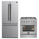 FORNO 2-Piece Appliance Package- 30-Inch Gas Range and 30-Inch French Door Refrigerator in Stainless Steel (FBDL-021-02CAUS)