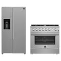 FORNO 2-Piece Appliance Package- 36-Inch Gas Range and 36-Inch Refrigerator with Water Dispenser in Stainless Steel (FBDL-021-03CAUS)