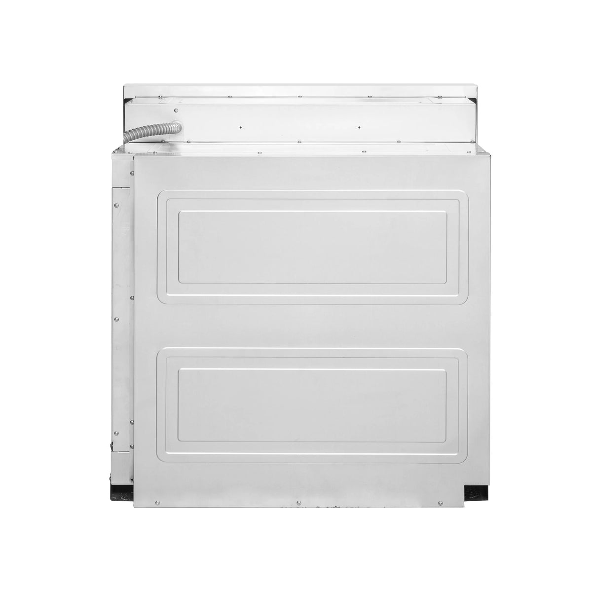 30-inch electric French door wall oven, white exterior with two recessed doors