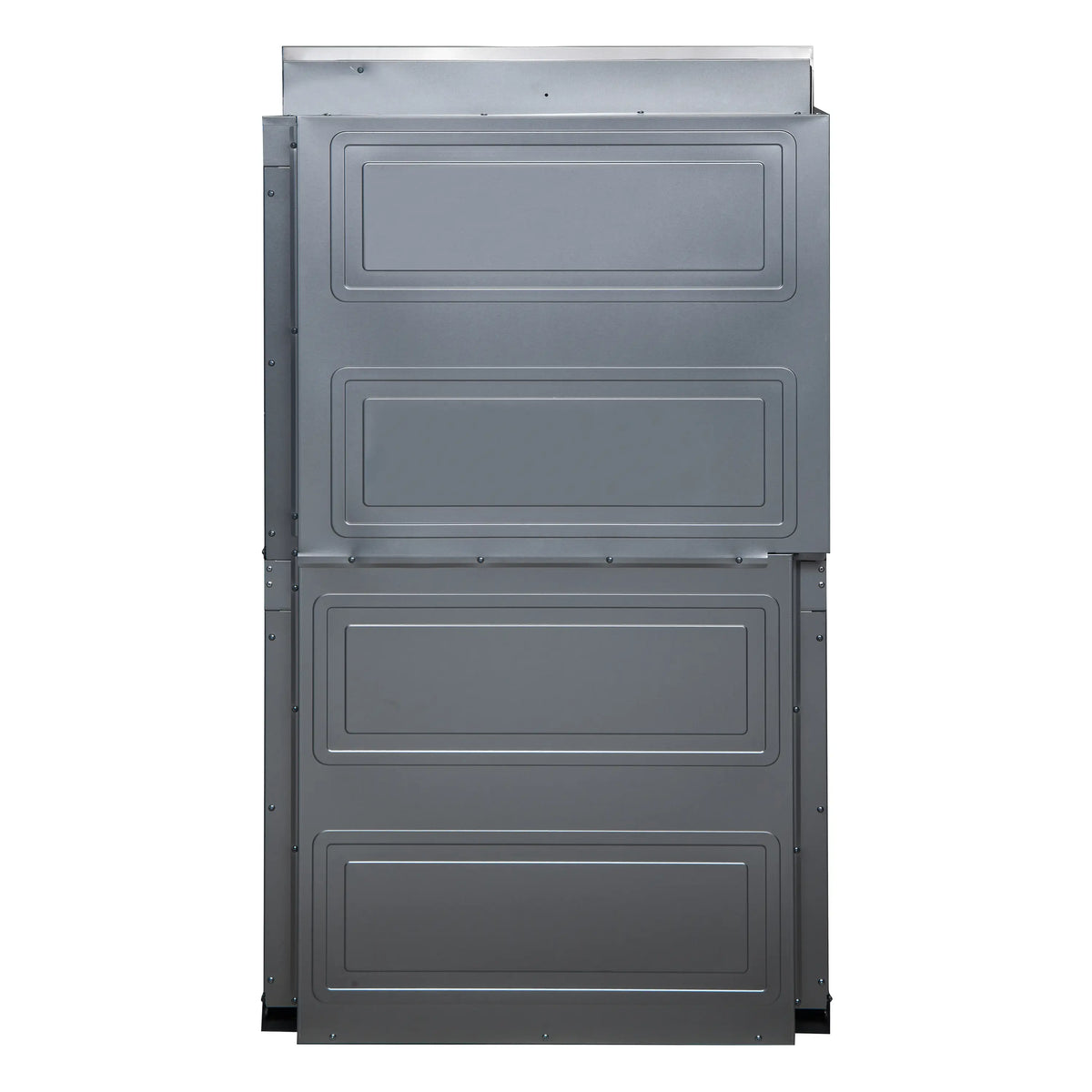 30-inch electric double French-door oven with four rectangular door panels, closed