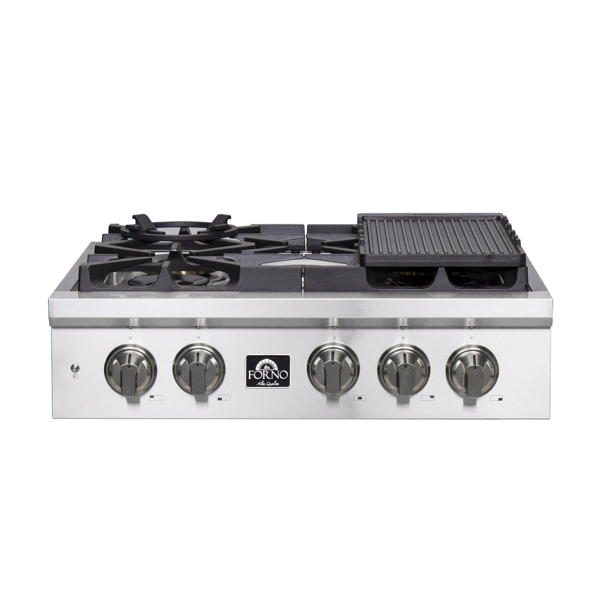 Forno Spezia 30-Inch Gas Rangetop, 5 Burners, Wok Ring and Grill/Griddle in Stainless Steel (FCTGS5751-30)
