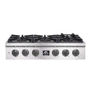 Forno 3-Piece Appliance Package - 36-Inch Spezia Gas Rangetop, French Door Double Wall Oven & Microwave Oven in Stainless Steel