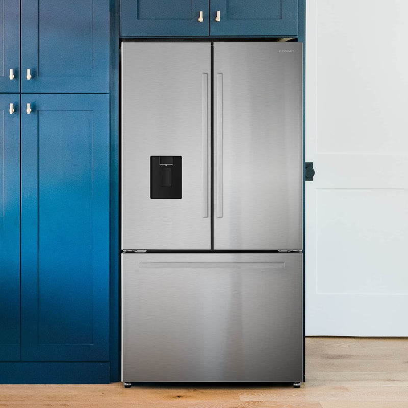 Cosmo 4-Piece Appliance Package - 36-Inch Dual Fuel Range, Wine Cooler, Dishwasher and Refrigerator with Water Dispenser in Stainless Steel (COS-4PKG-641)