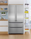 Cosmo 4-Piece Appliance Package - 36-Inch Single Oven Dual Fuel Range, Wall Mount Range Hood, Dishwasher and Refrigerator in Stainless Steel (COS-4PKG-216)