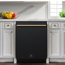 Forno Romano Espresso 24-Inch Built-In Dishwasher in Black with Antique Brass Trim (FDWBI8035-24BLK)