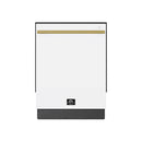 Forno Romano Espresso 24-Inch Built-In Dishwasher in White with Antique Brass Trim (FDWBI8035-24WHT)