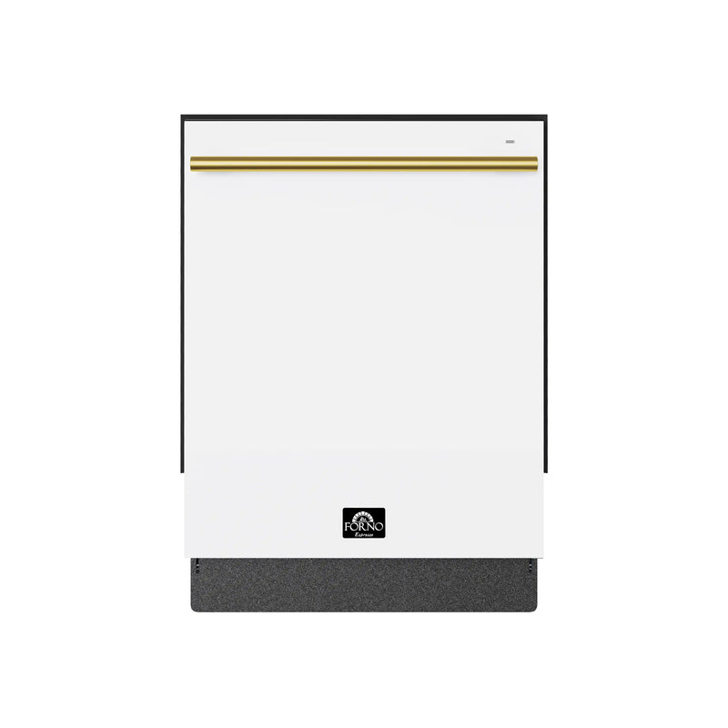 Forno Romano Espresso 24-Inch Built-In Dishwasher in White with Antique Brass Trim (FDWBI8035-24WHT)